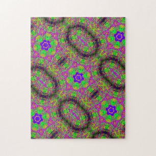 groovy blauwe sterren paars groen legpuzzel
