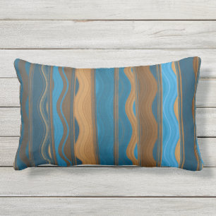 Groovy Blauwgroen, blauw, koperstreep lumbaal kuss Buitenkussen