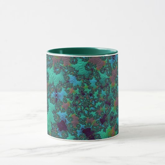 Groovy Blauwgroen en Plum Fractal Abstract Art Mok (Midden)