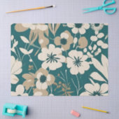 Groovy Blauwgroen Tan Flowers Tissuepapier (Craft)