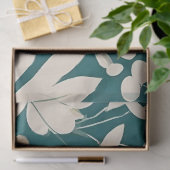Groovy Blauwgroen Tan Flowers Tissuepapier (Geschenk)