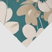 Groovy Blauwgroen Tan Flowers Tissuepapier (Detail)