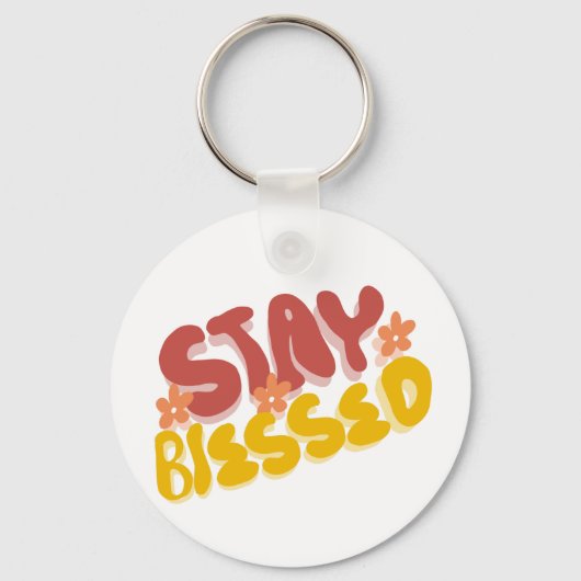 Groovy Blessed Hand Lettering Flower Sleutelhanger (Voorkant)