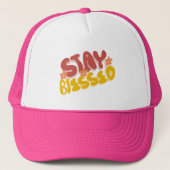 Groovy Blessed Hand Lettering Flower Trucker Pet (Voorkant)