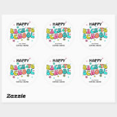 Groovy blij terug naar school ronde sticker (Vel)