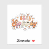 Groovy Blijf Spooky Vibes Retro Floral Ghost Hippi Sticker (Vel)