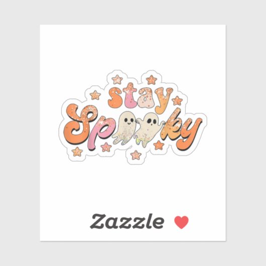 Groovy Blijf Spooky Vibes Retro Floral Ghost Hippi Sticker (Vel)