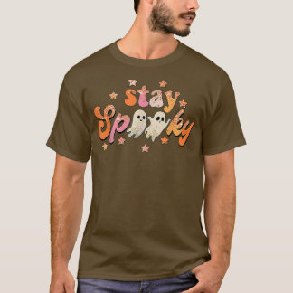 Groovy Blijf Spooky Vibes Retro Floral Ghost Hippi T-shirt