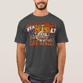 Groovy Blijf Spooky Vibes Retro Smile Face Hippie  T-shirt