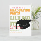 Groovy Bloem 80s Retro Vintage Afstuderen Kaart (Staand voorkant)