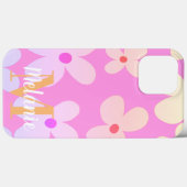 Groovy Bloem Helder Oranje Patroon Naam Case (Achterkant (horizontaal))