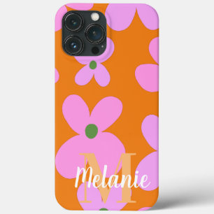 Groovy Bloem Helder Oranje Patroon Naam Case-Mate iPhone Case