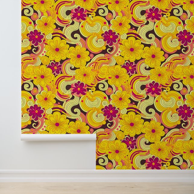 Groovy bloem patroon behang (Applicatie)