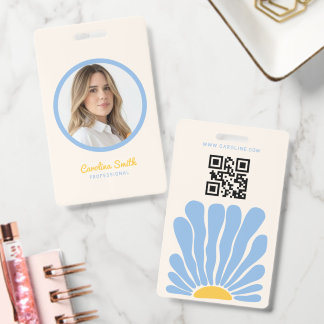 Groovy bloem retro boho bedrijf badge