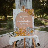 Groovy Bloem Retro Verjaardagsfeestje Welkomstbord Poster