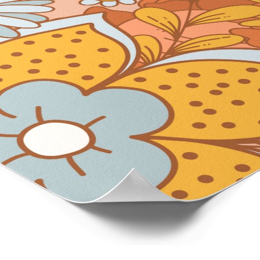 Groovy Bloem Retro Verjaardagsfeestje Welkomstbord Poster (Hoek)