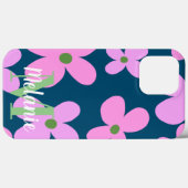 Groovy Bloem Roze Neon Patroon Naam Case-Mate iPhone Case (Achterkant (horizontaal))