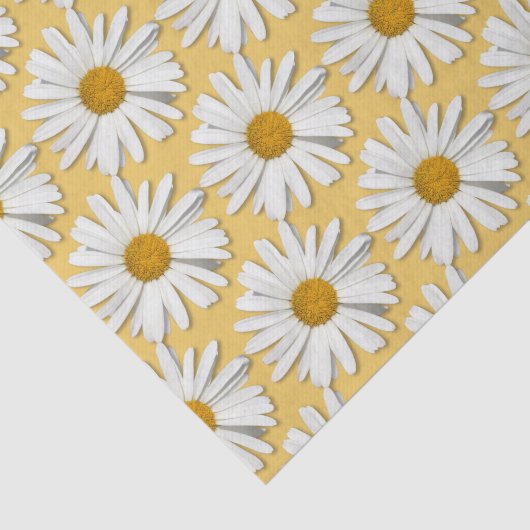 Groovy Bloem Witte Margriet Hippie Bloesems Geel Tissuepapier (Detail)