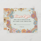 Groovy Bloemen 70s Luier Raffle Uitnodiging Invoeg Informatiekaartje (Voorkant / Achterkant)