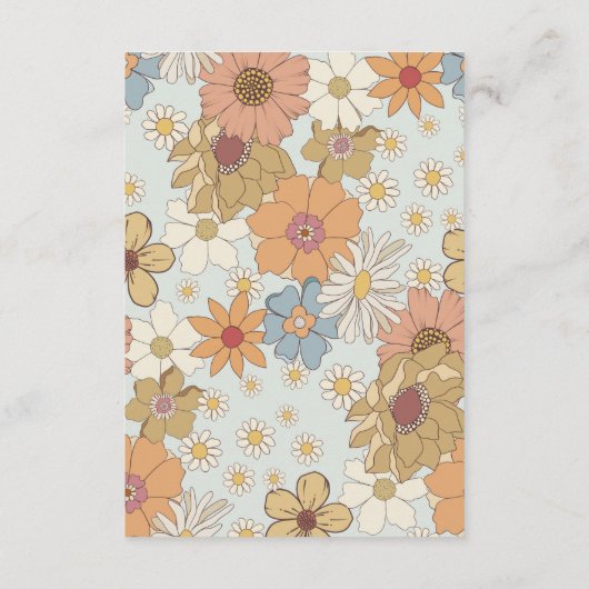 Groovy Bloemen 70s Luier Raffle Uitnodiging Invoeg Informatiekaartje (Achterkant)