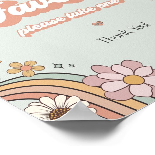 Groovy Bloemen 70s Thema Retro Favorieten Party Si Poster (Hoek)