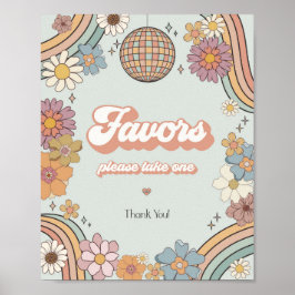 Groovy Bloemen 70s Thema Retro Favorieten Party Si Poster