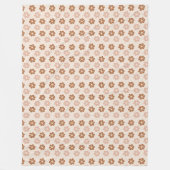 Groovy Bloemen Dekbed 70s Pastel Koper Vibe Fleece Deken (Voorkant)