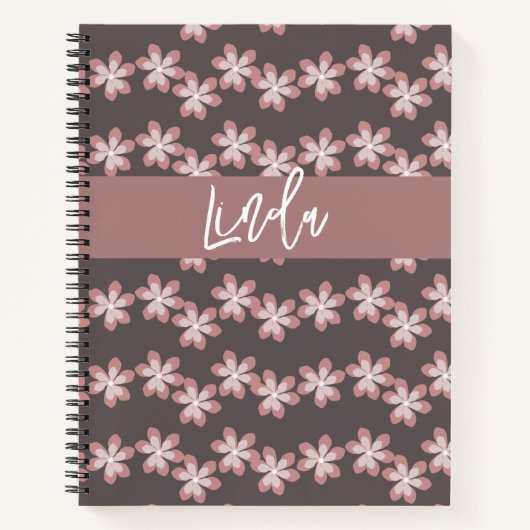 Groovy Bloemen Gedempte Roze Naam Dagboek Notitieb Notitieboek (Voorkant)