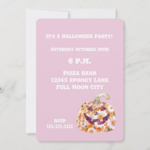 Groovy Bloemen Pompoen Halloween feest Kaart