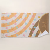 Groovy Bloemen Regenbogen Naam Badhanddoek (Voorkant)