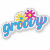 Groovy bloemen retro hippie typografisch sticker (Voorkant)