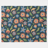 Groovy Bloemen Retro Patroon Fleece Deken (Voorkant (Horizontaal))