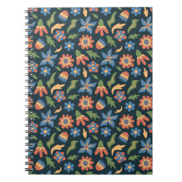 Groovy Bloemen Retro Patroon Notitieboek
