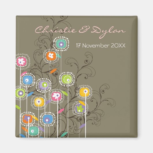 Groovy Bloemen Tuin Whimsical Chic Save The Date Magneet (Voorkant)