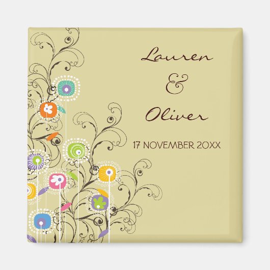Groovy Bloemen Tuin Whimsical Chic Save The Date Magneet (Voorkant)