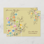 Groovy Bloemen Tuin Whimsical Save The Date Aankondigingskaart (Voorkant / Achterkant)