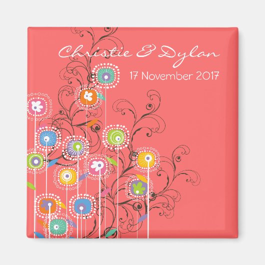 Groovy Bloemen Tuin Whimsical Save The Date Magneet (Voorkant)