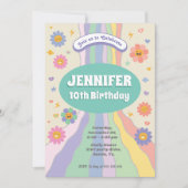 Groovy bloemen verjaardag uitnodiging (Voorkant)