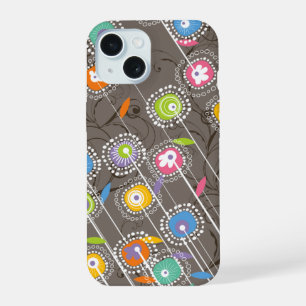 Groovy Bloementuin Kleurrijke Whimsical Bloem Kuns iPhone 15 Case