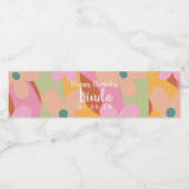 Groovy Bloemige Retro Gefeliciteerd  Waterfles Etiket (Enkel label)