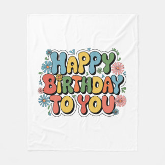 Groovy Bloemige Verjaardag Fleece Deken