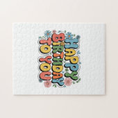 Groovy Bloemige Verjaardag Legpuzzel (Horizontaal)