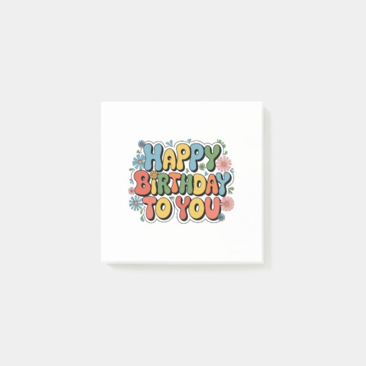 Groovy Bloemige Verjaardag Post-it® Notes (Voorkant)
