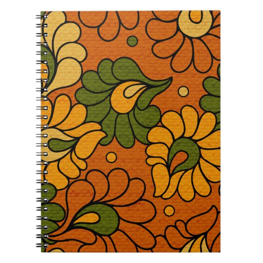 Groovy Bloom - Retro Floral 1970s Notebook Notitieboek (Voorkant)