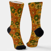Groovy Bloom - Retro Floral 1970s Sokken (Gebogen)