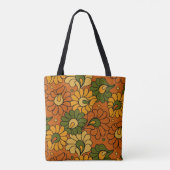 Groovy Bloom - Retro Floral 1970s Tote Bag (Achterkant)