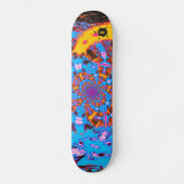 Groovy Blue Abstracte Futuristic Spiral Digital Ar Persoonlijk Skateboard (Voorkant)