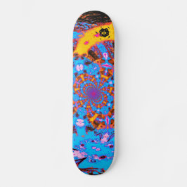 Groovy Blue Abstracte Futuristic Spiral Digital Ar Persoonlijk Skateboard