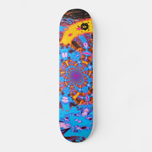 Groovy Blue Abstracte Futuristic Spiral Digital Ar Persoonlijk Skateboard (Voorkant)