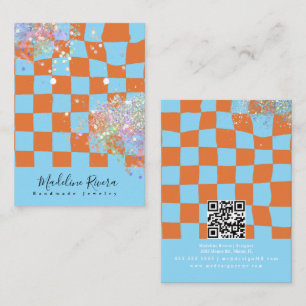 Groovy Blue Earring Display Kaart Contactkaartje